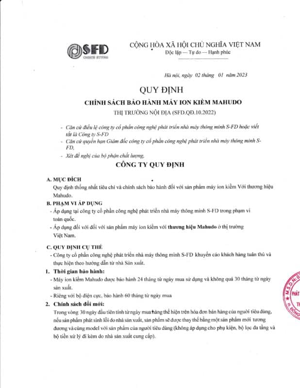 Quy dinh chinh sach bao hanh may Ion Kiem  20230213 0001 Page 1 scaled